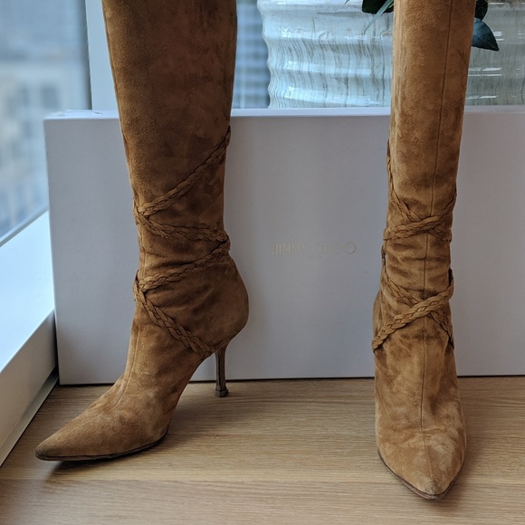 Jimmy Choo Shoes - Jimmy Choo Tan Suede Knee-High Boots